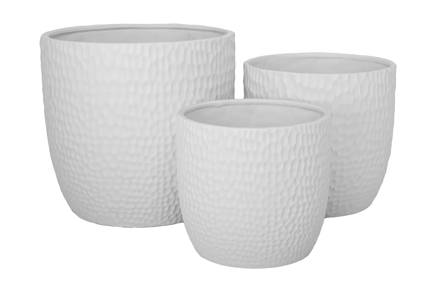 Ceramic Round Pot Set of Three Matte Finish-11.00"H