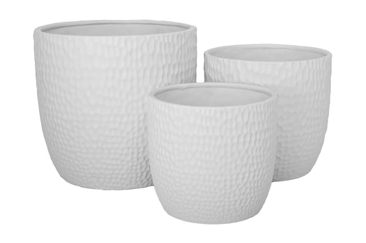 Ceramic Round Pot Set of Three Matte Finish-11.00"H