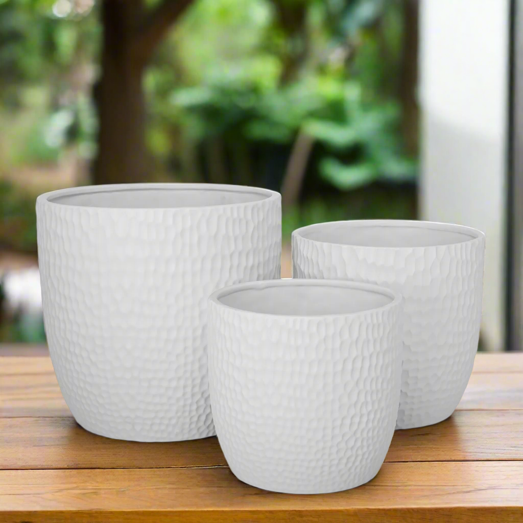 Faye Ceramic Round Planter Set (Set of 3)