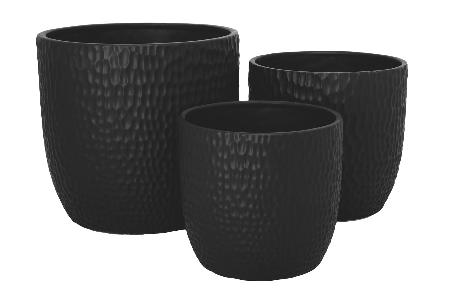 Ceramic Round Pot Set of Three Matte Finish-11.00"H