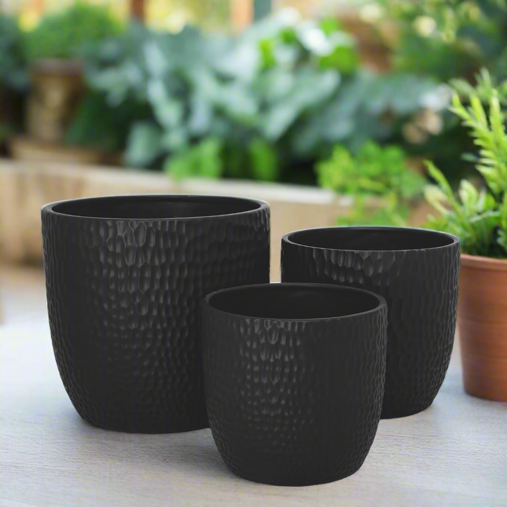 Faye Ceramic Round Planter Set (Set of 3)