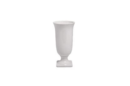 Ceramic Round Urn Large In Shinny Finish White