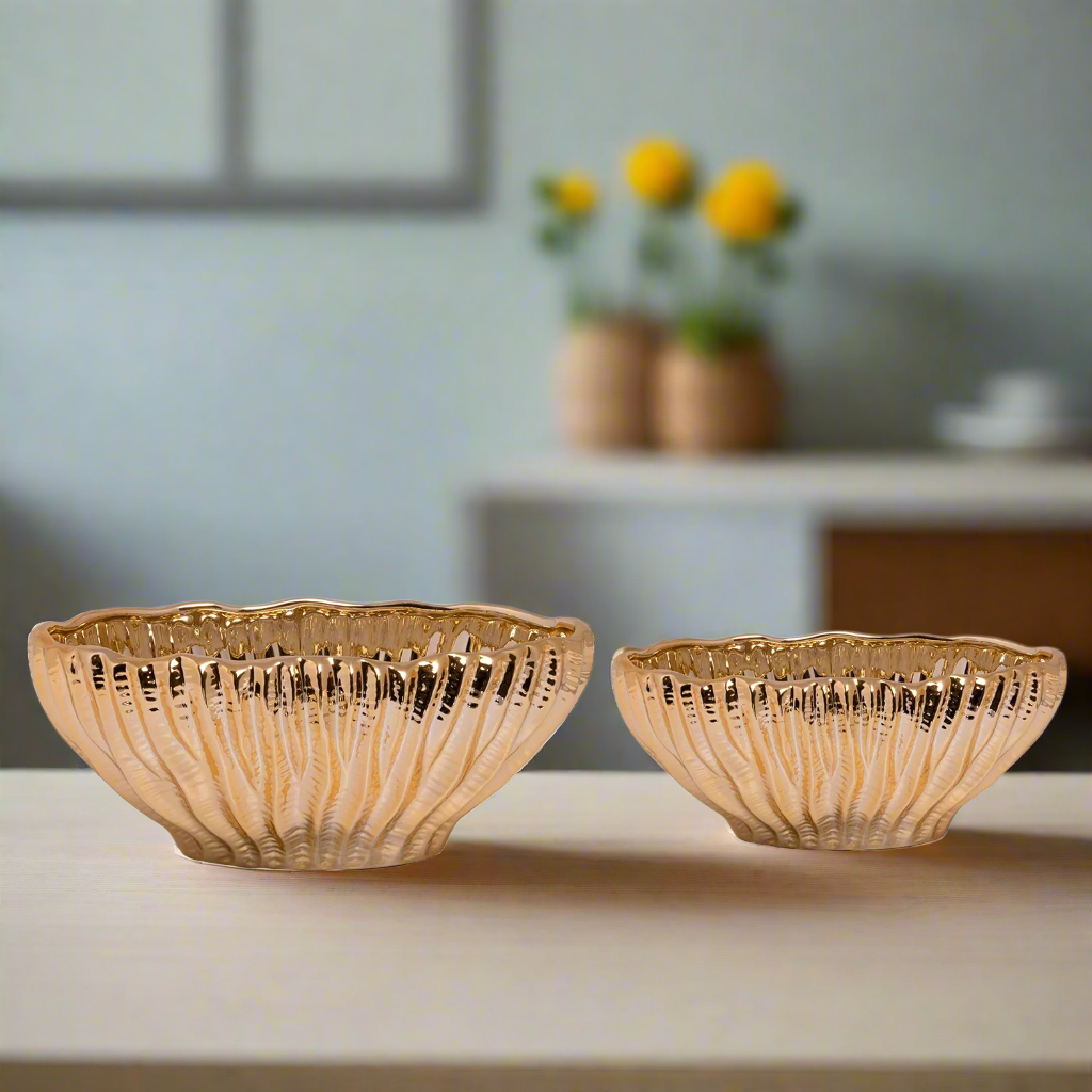 Seraphina Ceramic Low Oval Planter (Set of 2)