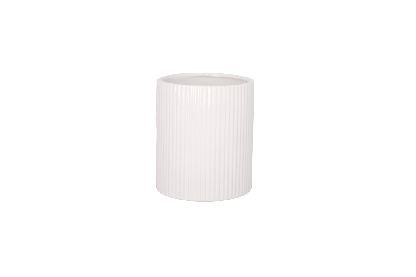 Ceramic Round Utensil Jar Gloss Finish White..6.00"x6.00"x7.00"H