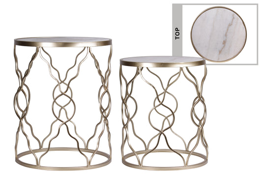 Metal Round Table Coated Finish Champagne-20.50"H -285