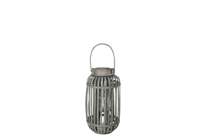 Wood Tall Round Lantern Painted Finish