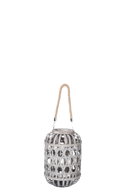 Wood Round Lantern Weathered Finish Wash