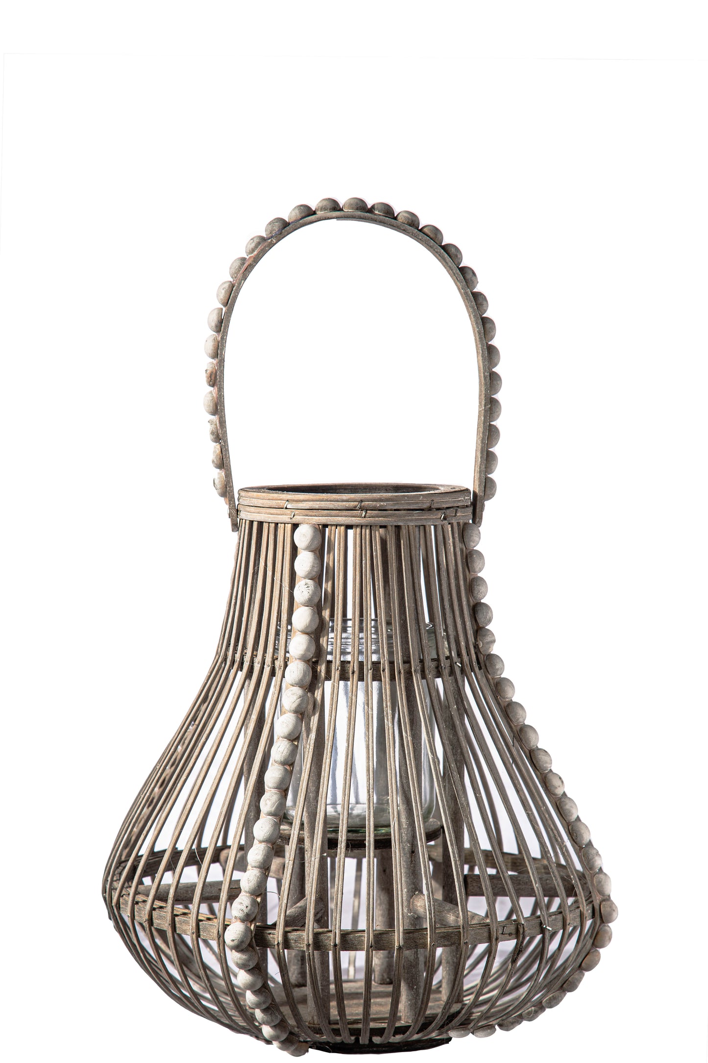 Wood Round Bellied Lantern Natural Finish