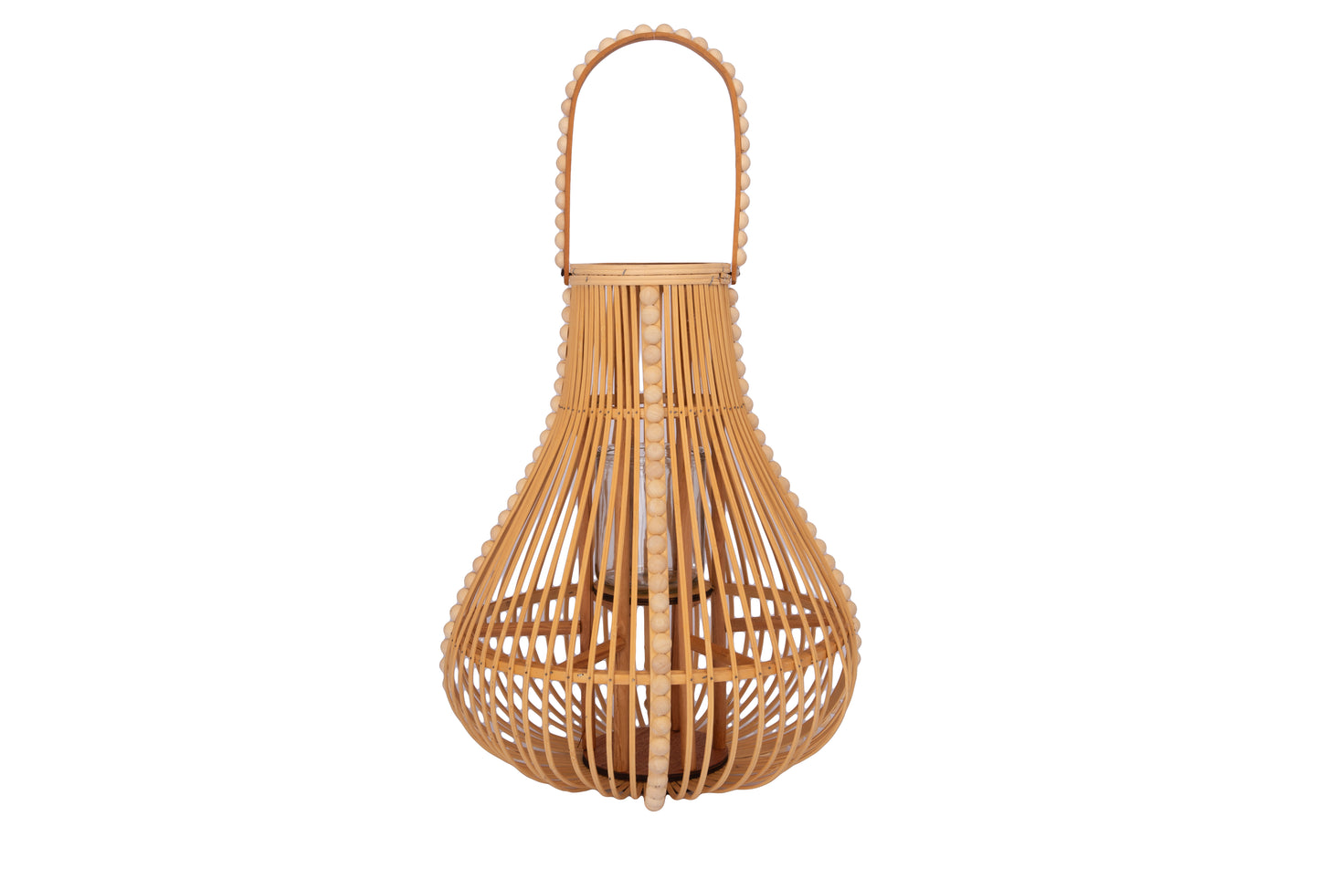 Wood Round Bellied Lantern Natural Finish
