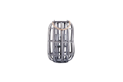 Wood Round Lantern Weathered Finish Wash