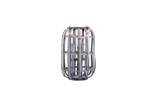 Wood Round Lantern Weathered Finish Wash