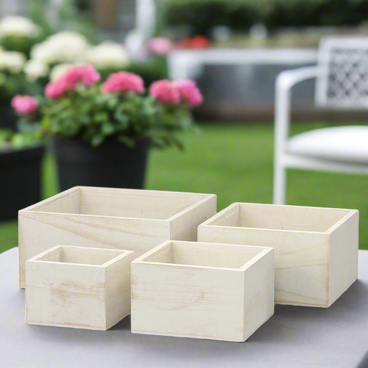 Liv Wooden Square Planter Set (Set of 4)