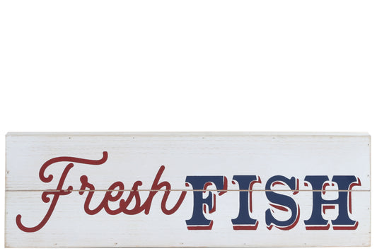 Wood Rectangle Wall Art Distressed Finish White-6.00"H -338
