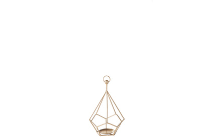 Metal Octagon Candle Holder Metallic Finish Gold