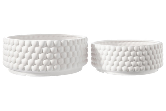 Ceramic Round Bowl Matte Finish White-6.50"H