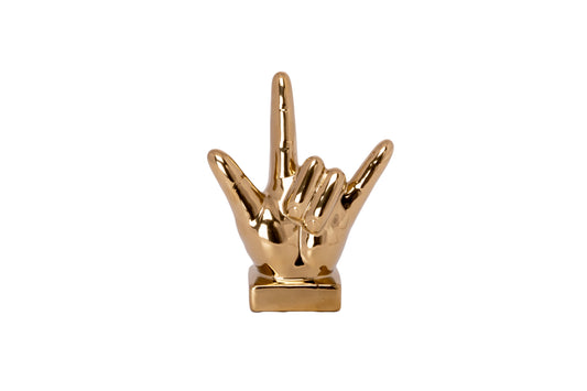 Ceramic Hand Signal Sculpture Gloss Finish-9.00"H