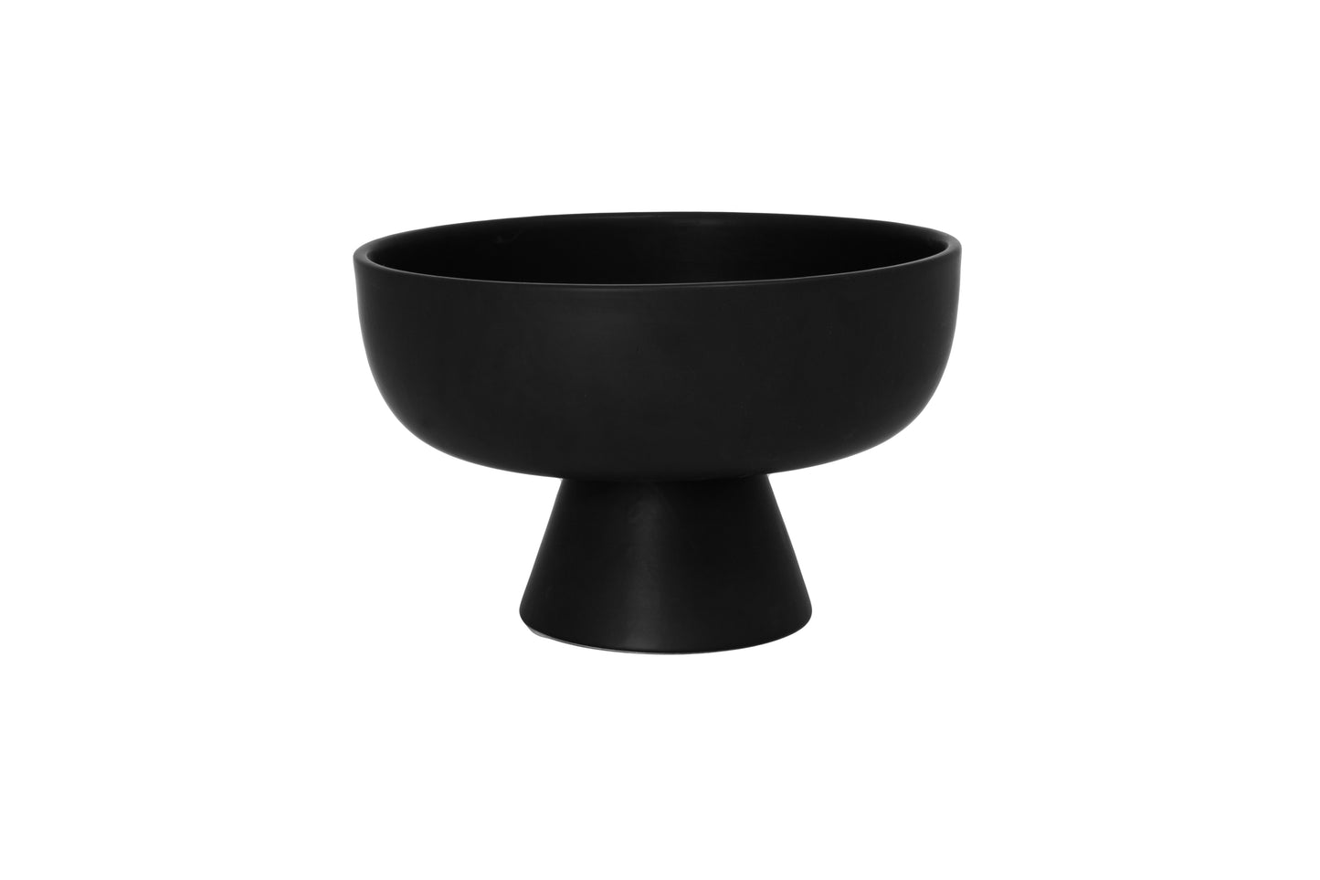 Ceramic Pedestal Bowl Large Finish in Matt Black-7.50"H