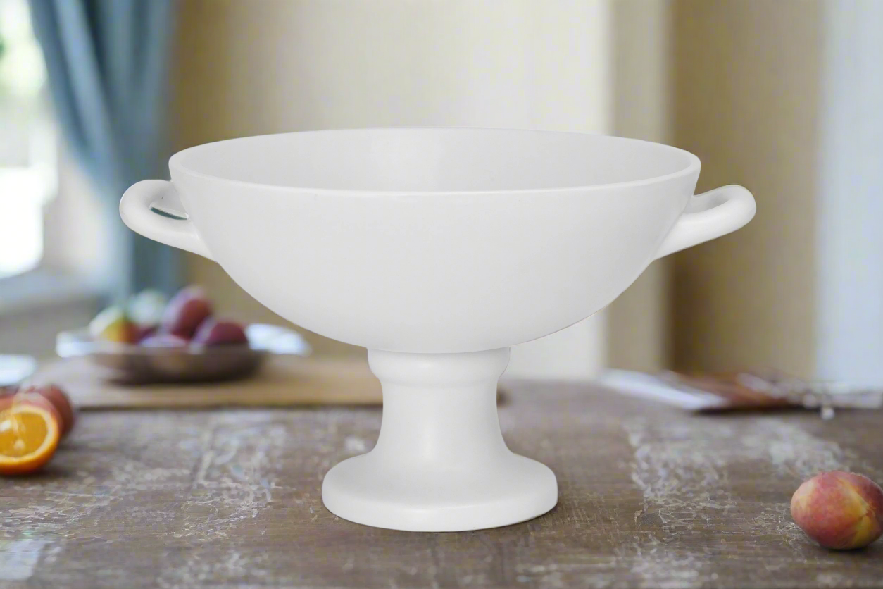 Savanna Ceramic Pedestal Bowl With Handles