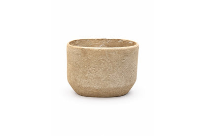 Cylindrical-Grounded Cement Flower Pot With Smooth Stone-Inspired Surface