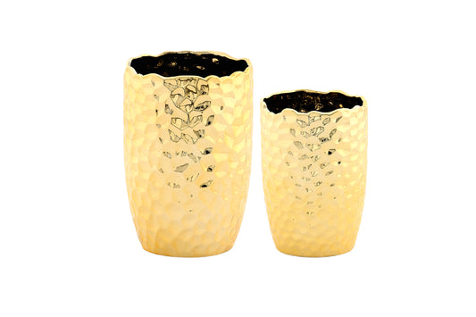 Ceramic Round Vase Set of Two Gloss Finish-8.75"H