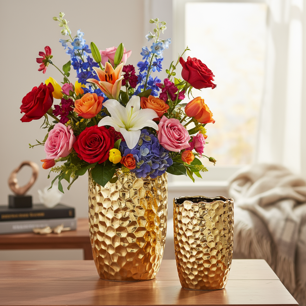 Andrea Ceramic Round Vase Set (Set of 2)