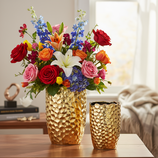 Andrea Ceramic Round Vase Set (Set of 2)