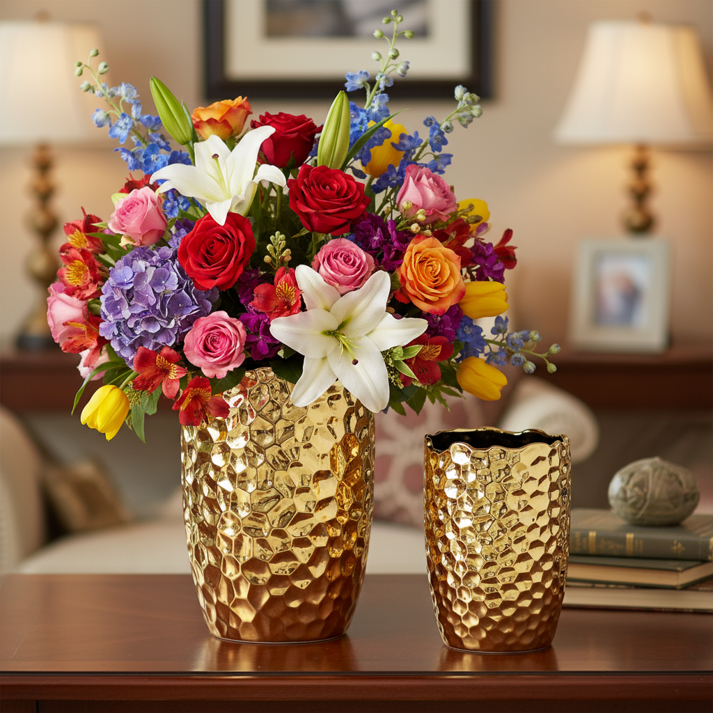 Andrea Ceramic Round Vase Set (Set of 2)