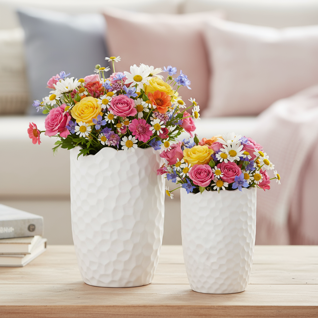 Andrea Ceramic Round Vase Set (Set of 2)