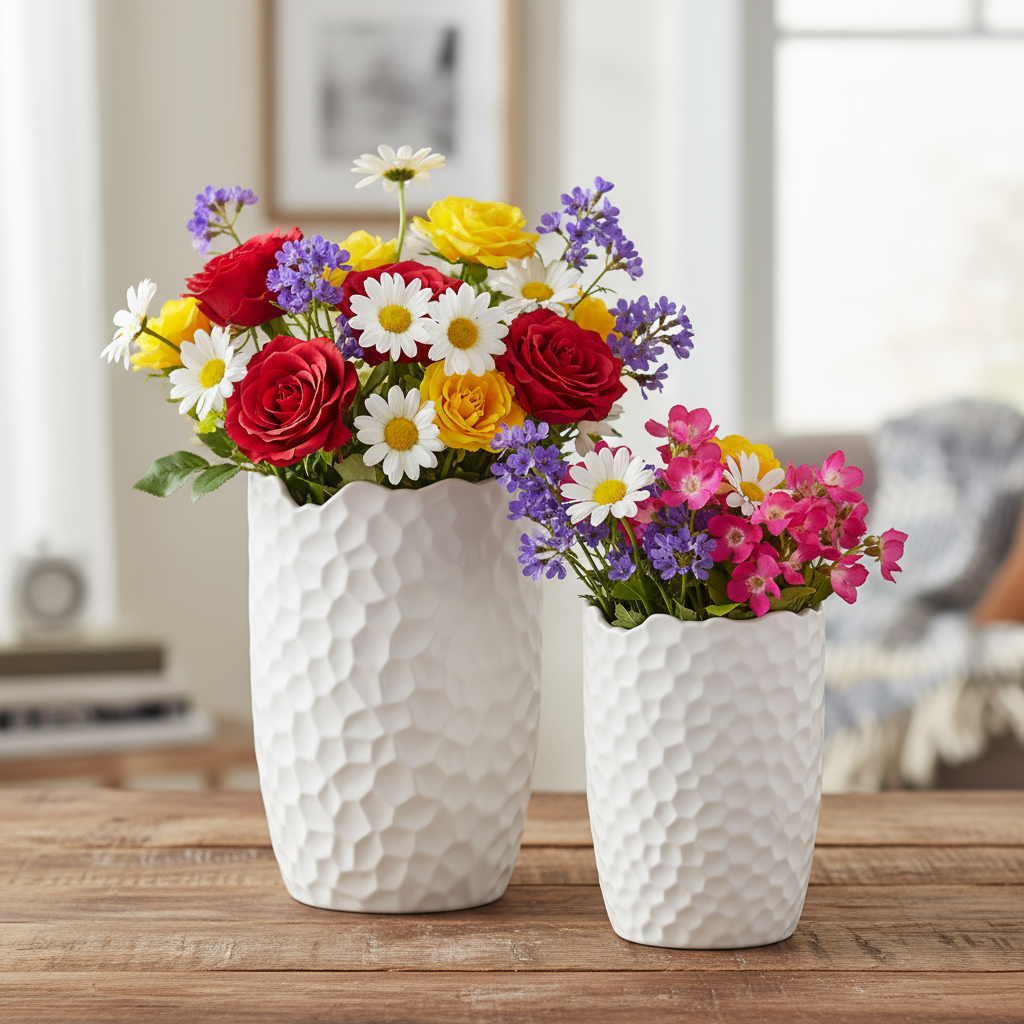 Andrea Ceramic Round Vase Set (Set of 2)