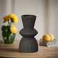 Veridia Ceramic Round Vase with Trumpet Mouth and Debossed Line Column Design