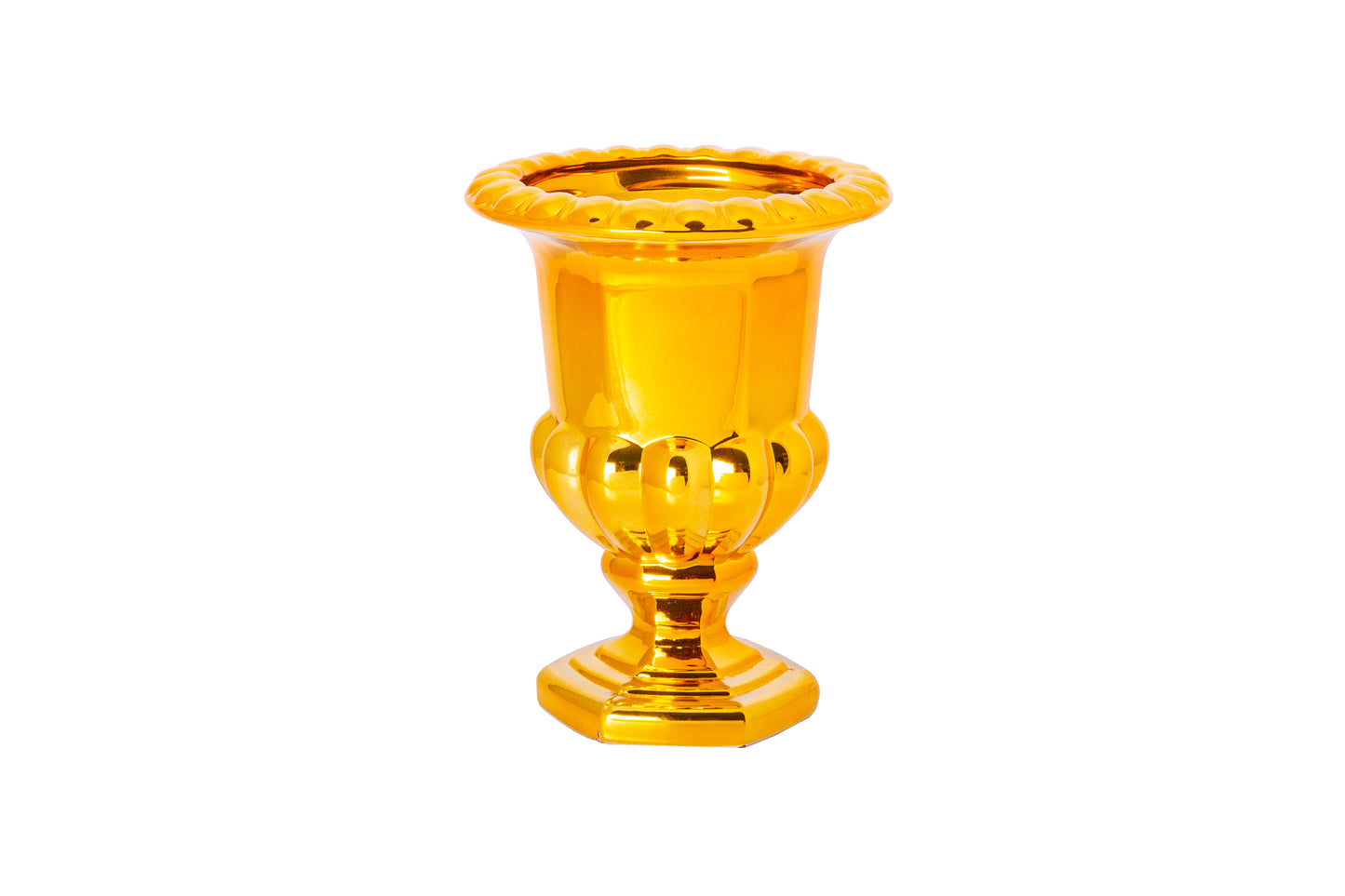 Glass classic pedestal urn vase MD finish Electro Plated-Urban Trends Collection-Gold-Large-Urban Trends Collection