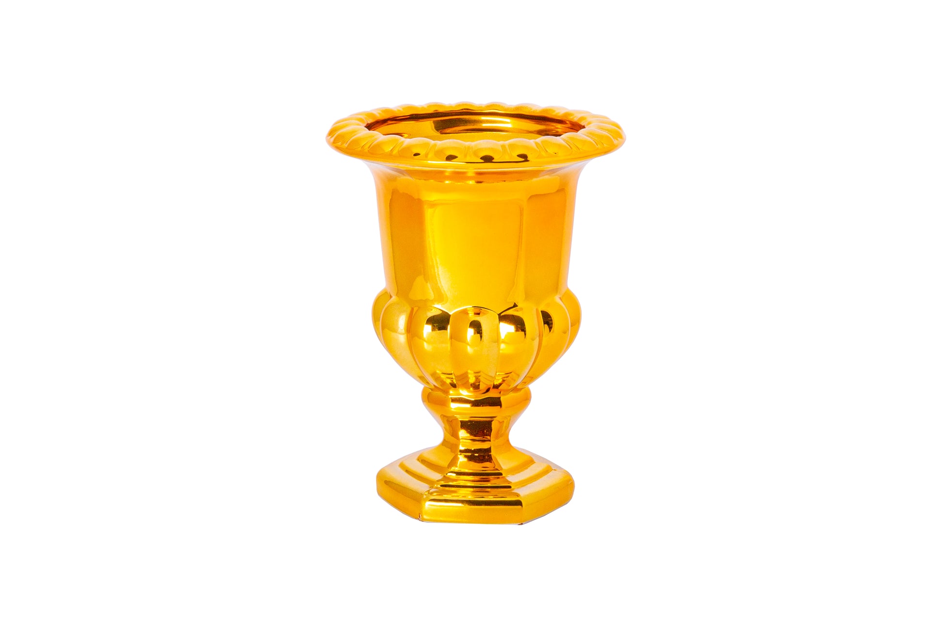 Glass classic pedestal urn vase MD finish Electro Plated-Urban Trends Collection-Gold-Large-Urban Trends Collection