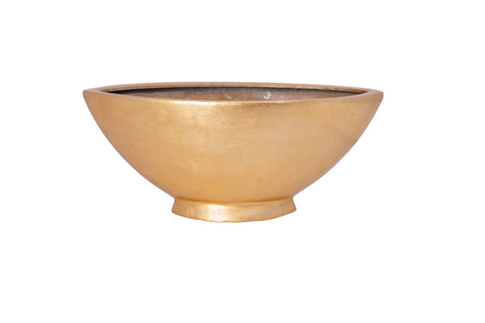Polystone Gold leaf Planter Boat Shape Planter with Base Finish Gold