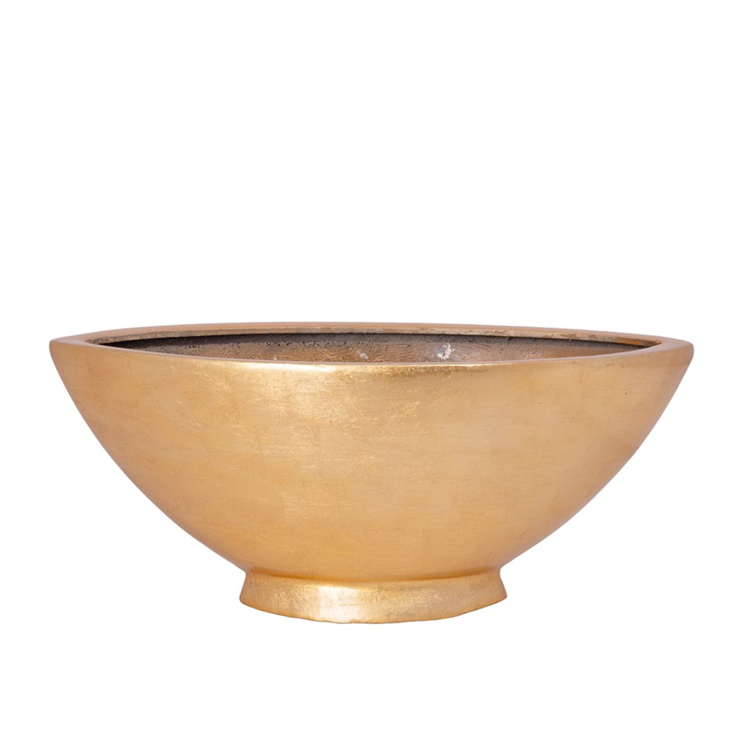 Daisy Polystone Gold Leaf Boat Planter