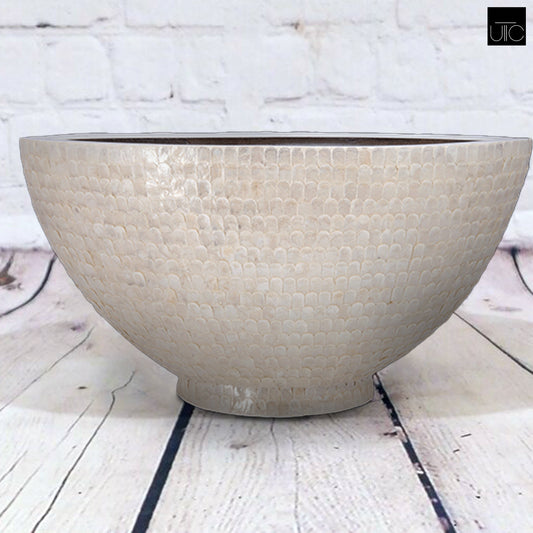 Capri Shell Boat Shape Planter with Base Gloss Finish Cream..24.00"x12.00"x13.00"H