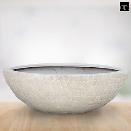 Capri Shell Boat Shape Planter Gloss Finish Cream