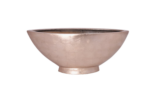 Polystone Champagne Leaf Boat-Shaped Planter with Base and Lacquered Finish