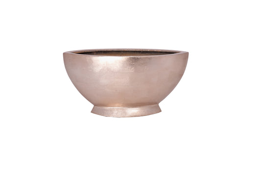 Polystone Champagne Leaf Boat-Shaped Planter with Base and Lacquered Finish