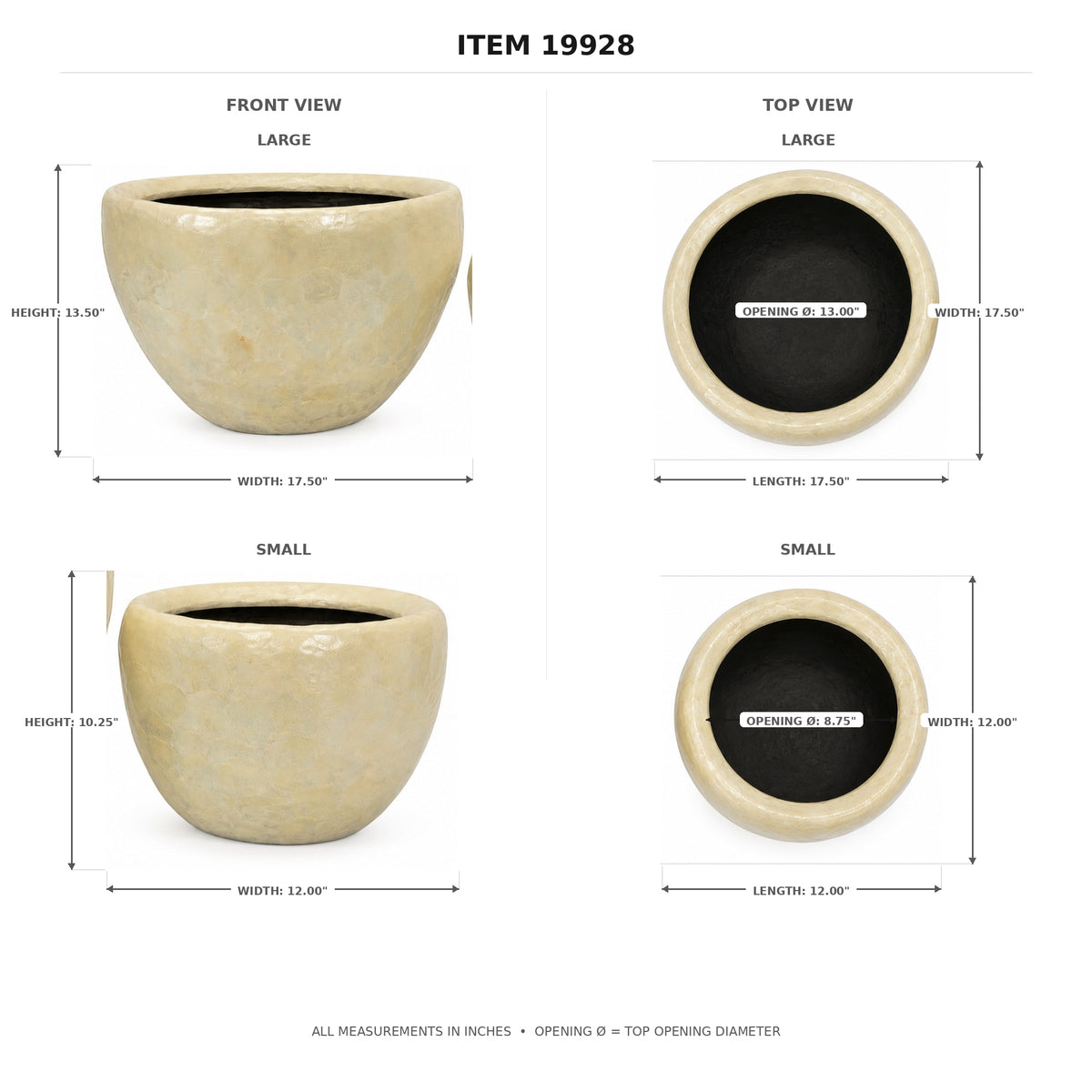 Raya Capri Shell Round Planter Set (Set of 2)