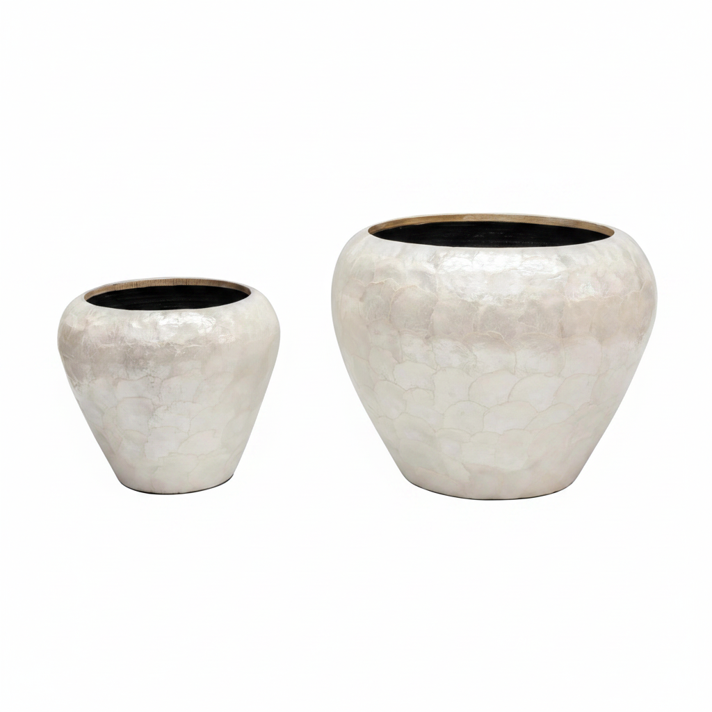 Raya Capri Shell Round Planter Set (Set of 2)