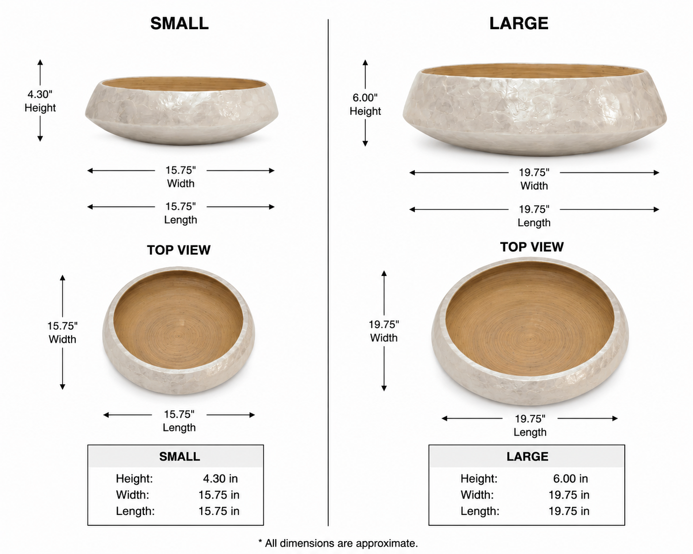 Ainsley Shell Mosaic Bowl Planter Set (Set of 2)