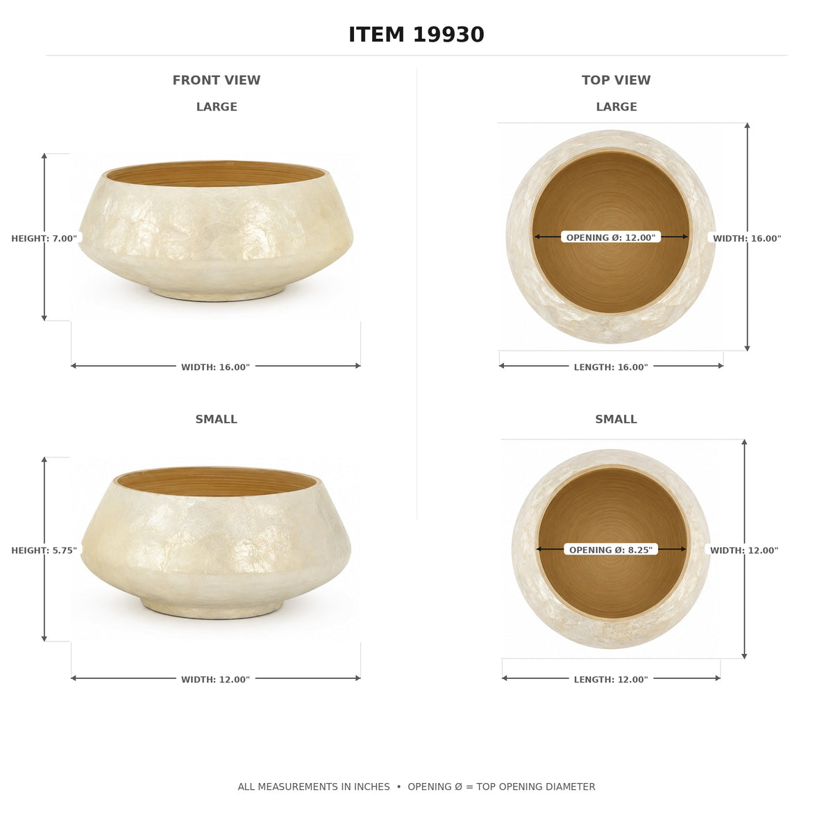 Melia Shell Mosaic Bowl Planter Set (Set of 2)