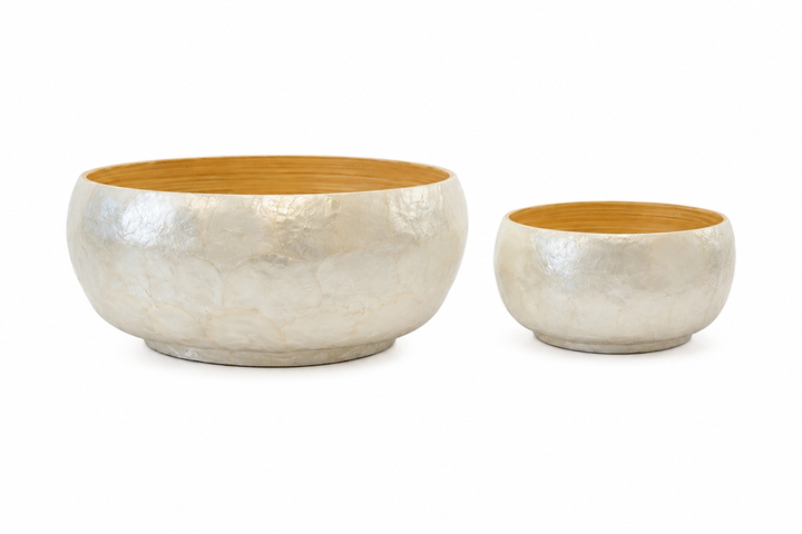 Hazen Capri Shell Round Planter Set (Set of 2)