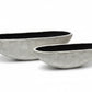 Two gray oval pots on a white background