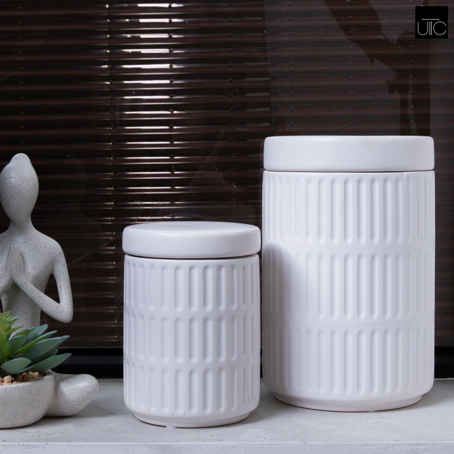 Yvelle White Ceramic Canister Set