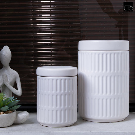 Yvelle White Ceramic Canister Set