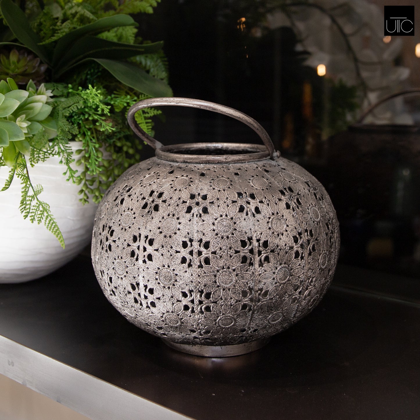 Lunelle Floral Pierced Metal Lanterns