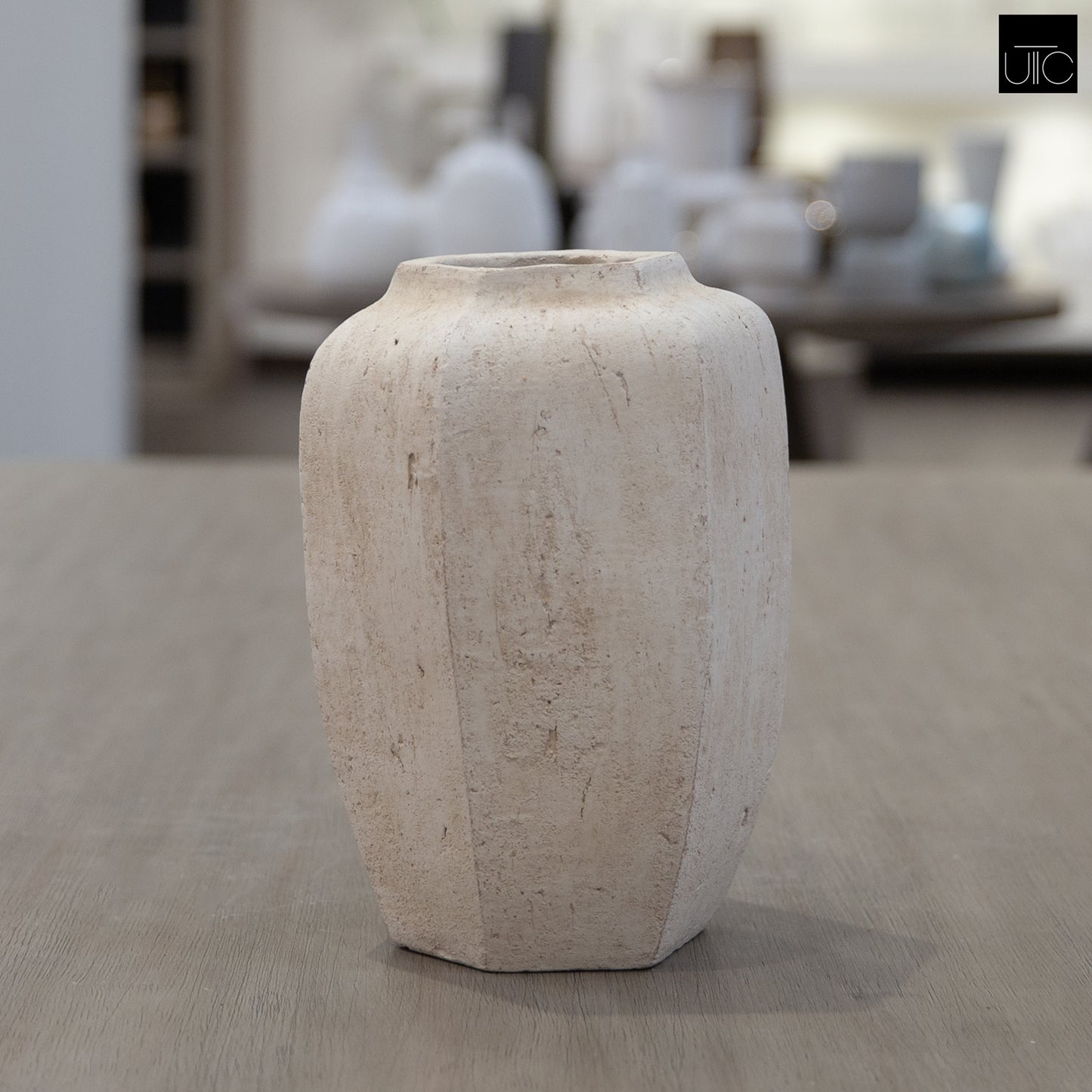 Aliona Handcrafted Faceted Angular Terracotta Vase