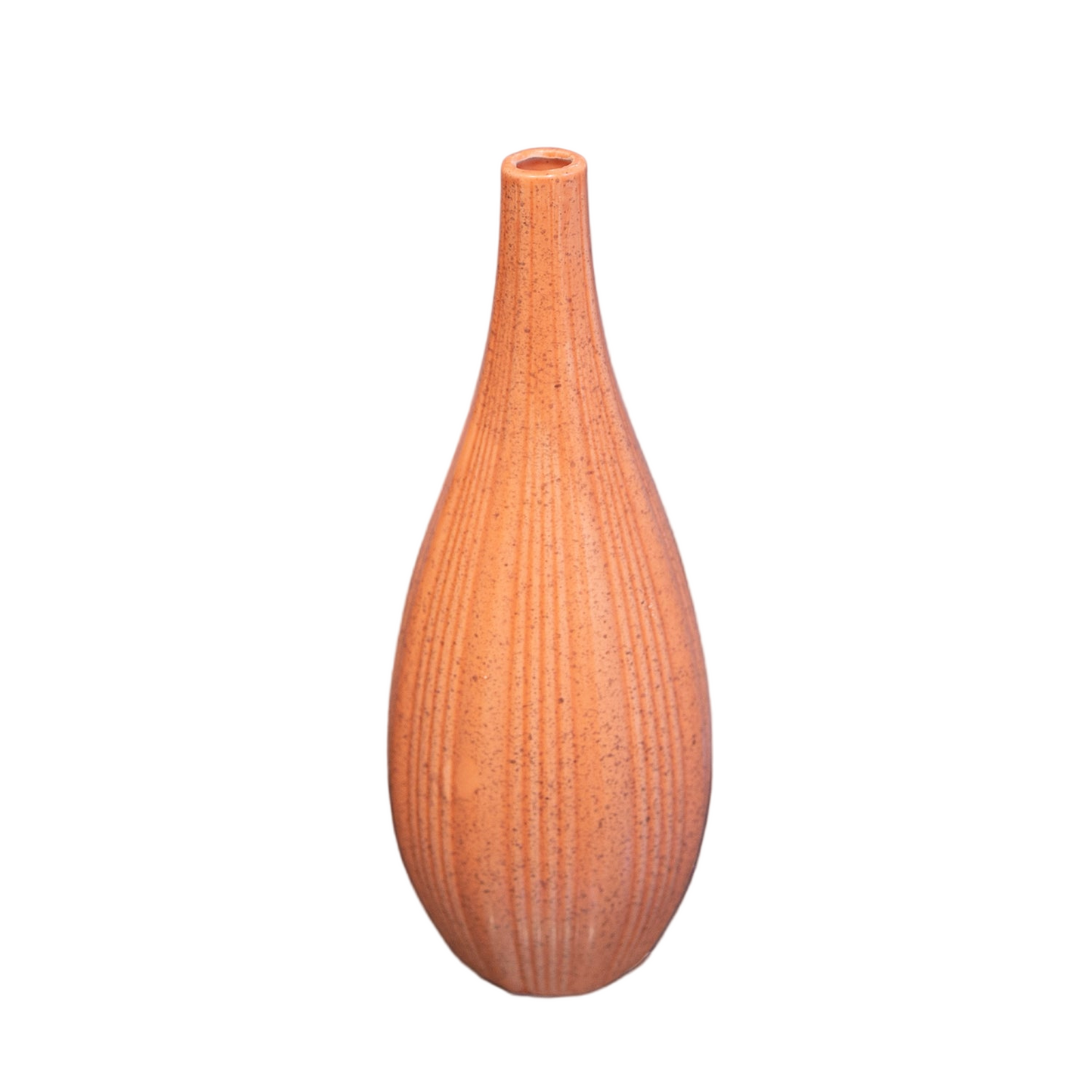 Kiki Ceramic Slim Round Bottle Vase with Embossed Column Design Body