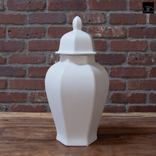 Rouve Hexagon Ceramic Temple Jar with Gloss Finish